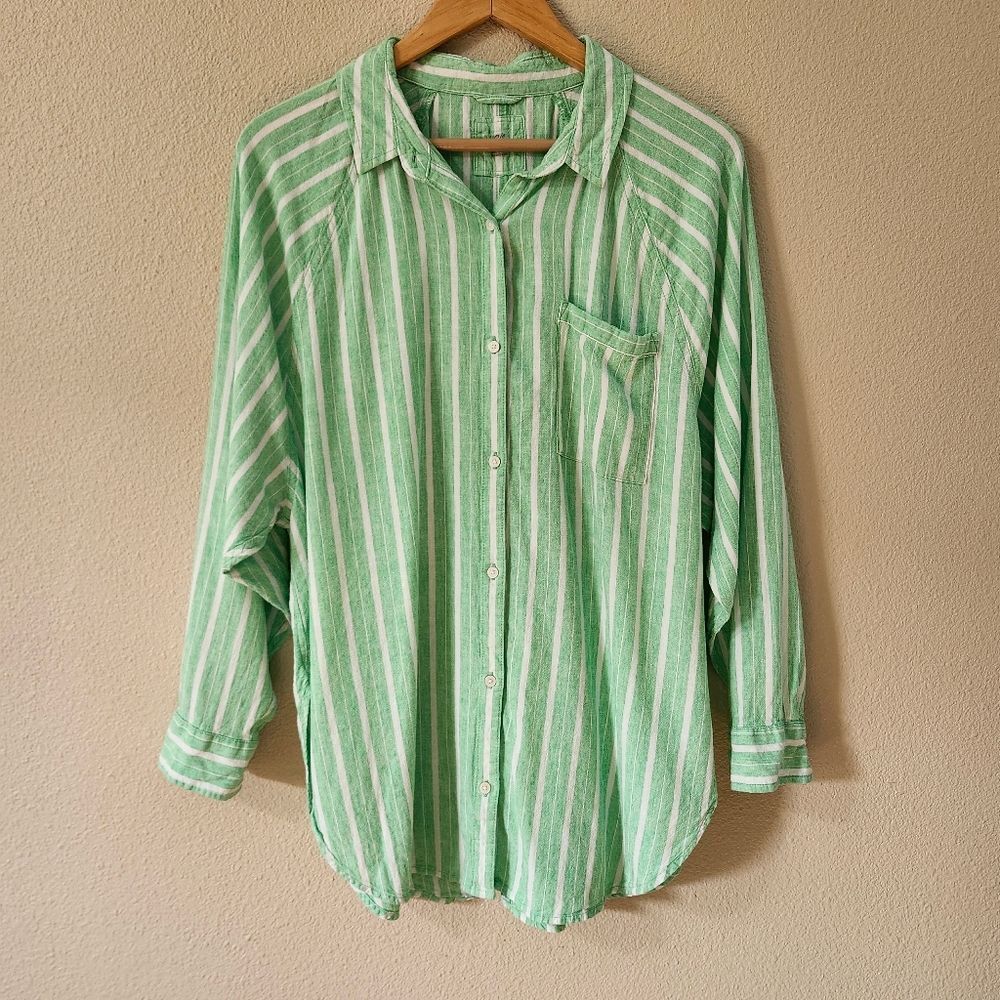 Aerie Linen Button Front Cover Up Shirt.